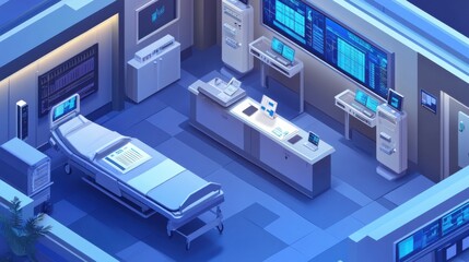 Modern Hospital Room with Advanced Medical Equipment and Technology