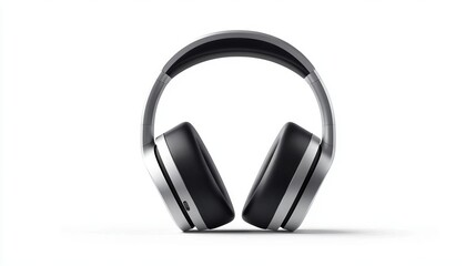 Fototapeta premium Premium Wireless Over Ear Headphones Silver Black Music Audio Technology