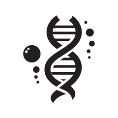 DNA Strand Silhouette Vector Logo for Biotechnology and Genetics