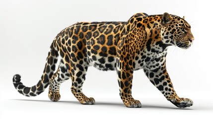Naklejka premium A realistic depiction of a walking leopard showcasing its distinctive coat and posture.