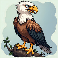 Obraz premium A majestic eagle perched with confidence and authority in a vibrant, artistic style, digital art of animal portrait concept.