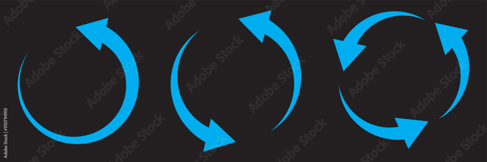 Fototapete Circle arrow icon set. Symbol of reload, refresh, loading, recycle and repeat. Interconnecting round arrow vector icons set. Work in progress sign. One, two, three, four, five, six arrow in the loop.