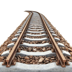 New Curving Railway Tracks with Concrete Sleepers and Gravel Base - Transparent PNG