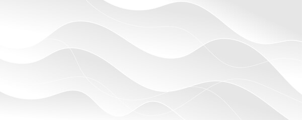 White and light gray abstract wave gradient luxury texture paper wave background. Smooth and clean modern abstract wave curve line banner background design. Vector illustration.