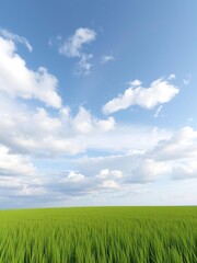 Soft gray clouds scattered across the sky above a lush green field, landscape, rural, nature