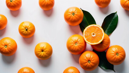 Fresh Orange on White Table for Healthy Citrus Presentation in Minimalist Style