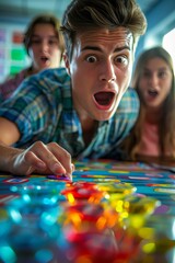 Players focused on a dynamic game testing their reaction speed
