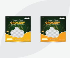Vegetable Promotion social media template. Healthy food fresh and healthy vegetable grocery shop advertising social media post design template