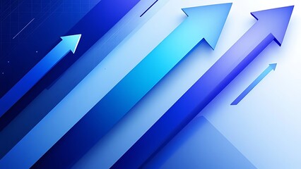 Abstract blue arrow glowing with lighting and line grid on blue background technology hi-tech concept