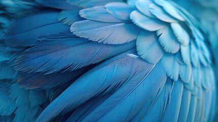 Close Up Vivid Blue Parrot Bird Feathers Texture Background