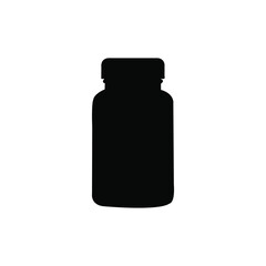Bottle of medicine. The best vitamin tablets medical bottle silhouette.
