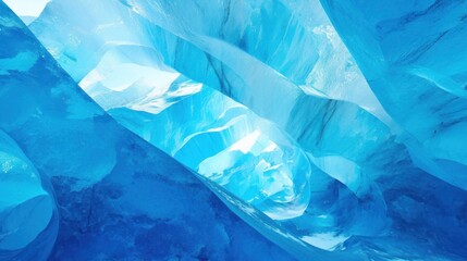 Obraz premium Abstract glacial ice cave interior, vibrant blue hues and textures.
