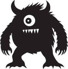 black and cartoon monster