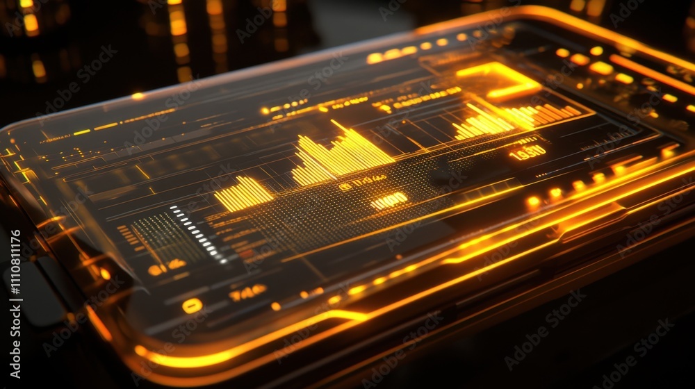 Wall mural futuristic concept of digital data visualization on touchscreen device