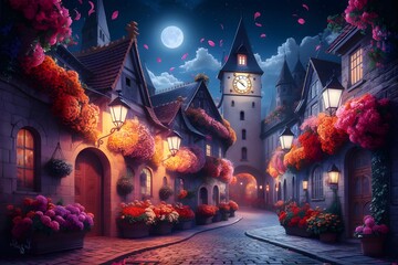 halloween background with haunted house, castle, cemetery, graveyard, scary, spooky, horror scene
