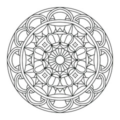 Easy Mandala Black and White Circle Outline - Mandala Coloring Pages for Color Adults and Kids.