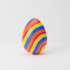 Colorful decorated Easter egg isolated over white background. Mockup template. 3d rendering.