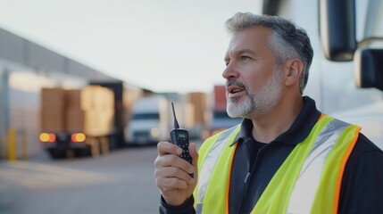 Dedicated Logistics Professional Communicating with Team