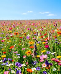 Vibrant Wildflower Meadow in Full Bloom