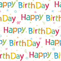Happy birthday seamless pattern, celebration gift vector illustration, stationery