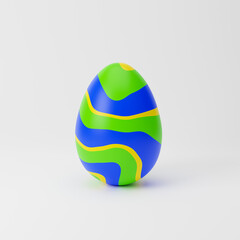 Colorful decorated Easter egg isolated over white background. Mockup template. 3d rendering.