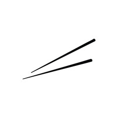 Chopstick vector chinese sushi isolated black white japanese chop food stick. Silhouette of a chopstick.