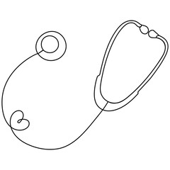 World health  day medical stethoscope  single line art, continuous one line drawing of  Isolated outline vector icon