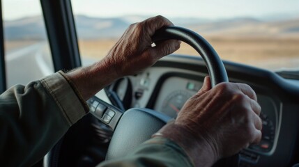 Experienced Driver Steering a Truck
