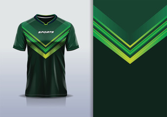 T-shirt mockup abstract stripe line jersey design for football, soccer, racing, esports, running, in green yellow color © Nimpuna O