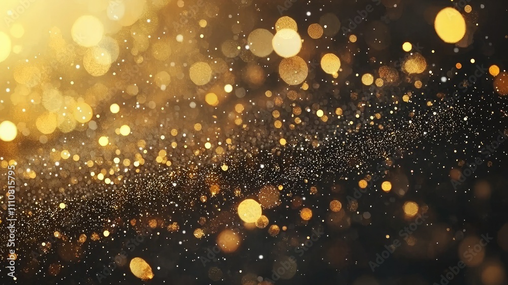 Poster elegant black and gold happy new year text on a sparkling background