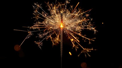 Fototapeta premium A sparkling firework sparkler igniting in darkness, creating a festive atmosphere.