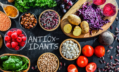 Foods rich in antioxidants. Healthy diet