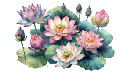 Elegant Lotus Blossoms in Bloom