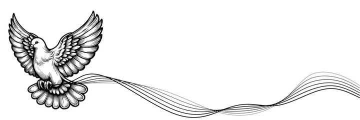 Eternal Love in Flight A Beautiful Line Art of a Dove, Timeless Flight The Everlasting Love of Doves, Infinite Grace Love's Symbol in Elegant Line Art.
