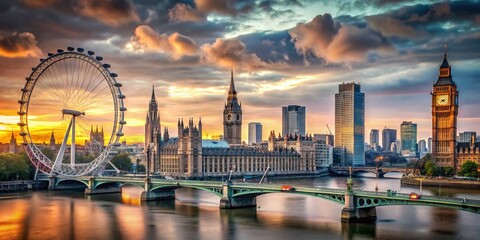 Obraz premium Urban Exploration Photography Featuring Flat Line Designs of Iconic London Elements for Modern Aesthetic Appeal and Creative Inspiration in Urban Environments