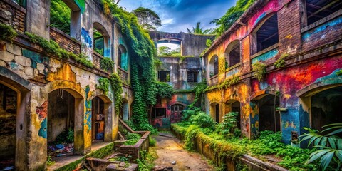 Fototapeta premium Urban Exploration Photography of Abandoned Places in Puli, Capturing the Beauty of Decay and Nature's Reclamation with Striking Detail and Depth in Every Shot