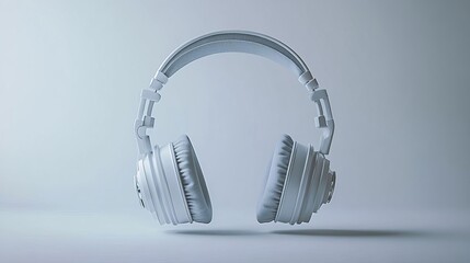 Modern White Headphones Audio Music Technology Studio Sound