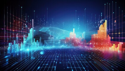 Fototapeta premium Explore big data, AI, cloud computing, machine learning, and predictive analytics. Dive into data visualization, governance, security, and strategy for innovative, data-driven transformation.