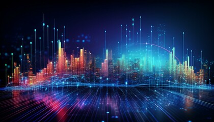 Fototapeta premium Explore big data, AI, cloud computing, machine learning, and predictive analytics. Dive into data visualization, governance, security, and strategy for innovative, data-driven transformation.