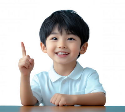 Young Boy Giving Instructions in Classroom Setting With Focused Expression