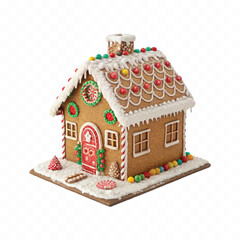 abstract 3d Christmas gingerbread house isolated on white background