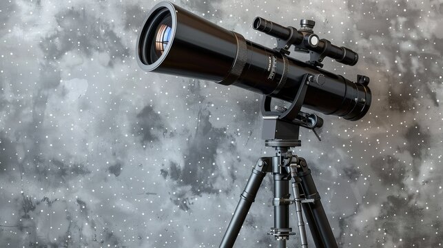 A telescope on a tripod, designed for observing celestial objects in the night sky.