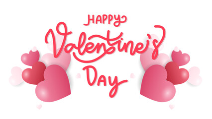 Valentine's Day handwritten calligraphy on white background with heart, Flat Modern design , illustration Vector EPS 10