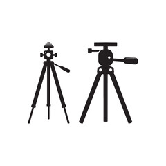 camera tripod stand icon silhouette vector flat design