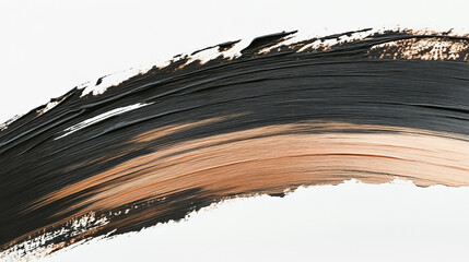 black and beige paint stroke on white background