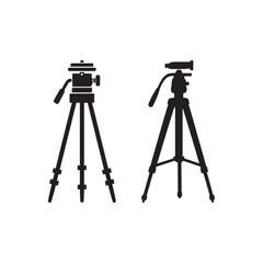 camera tripod stand icon silhouette vector flat design