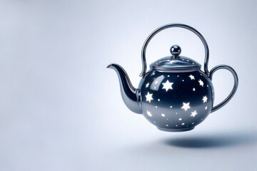 Teapot with stars. Space for text.