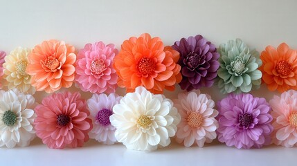 Obraz premium A vibrant arrangement of artificial flowers in various colors and sizes.