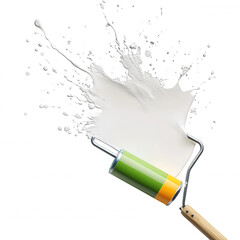 Vibrant Artistic Splash: Paintbrush & Can in Motion