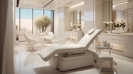 Dermatology and beauty clinic treatment Interior decoration for VIP customers by expert dermatologists. Beauty salon, spa, massage with equipment to to help relax, physiotherapy, relaxing massage.